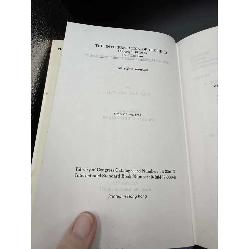 The Interpretation of Prophecy Paul Lee Tan 1974 Hardcover Book 8th Printing